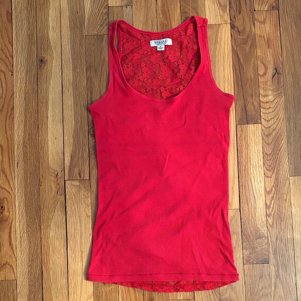Scarlet Lace-Back Tank Top